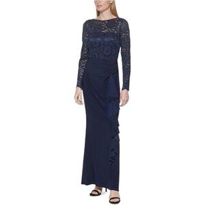 Jessica Howard Midnight Blue Lace Maxi Dress